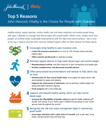 Top 5 Reasons why John Hancock Vitality is the Choice for People with Diabetes